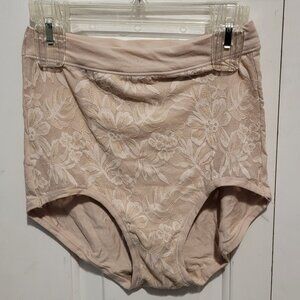 Bali Breathe Lace High Rise Brief, Large, Almond